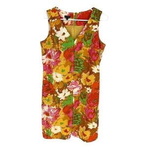 Talbots‎ Floral Sleeveless Shift Dress Multi Color Cotton Lined Size 12P
